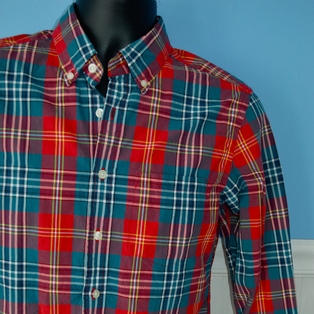 J. CREW PLAID BUTTON FRONT SHIRT SLIM FIT SMALL - Picture 2 of 7